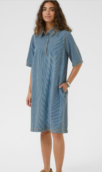 Culturen a-linjainen lyhythihainen raitamekko